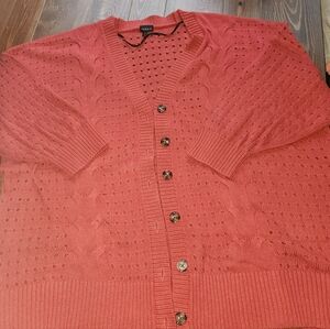 NWOT Torrid SZ 5 Rusty Coral Button Front Cardigan